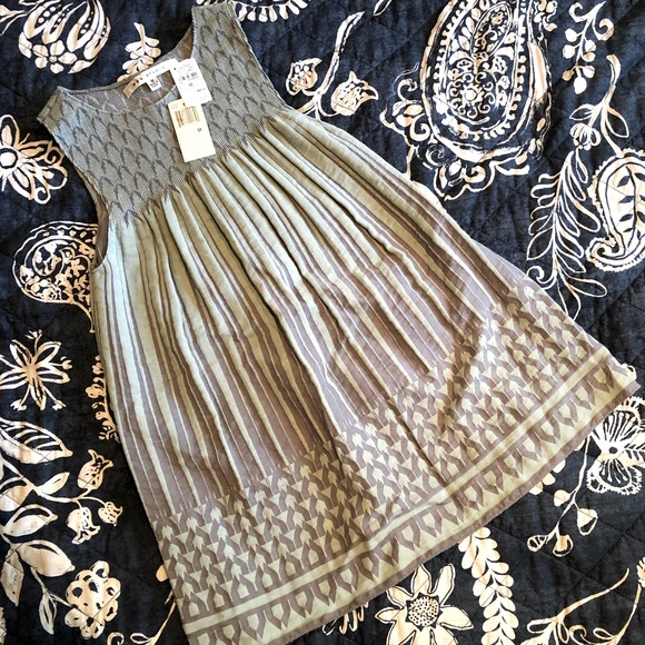 Max Studio Mint Green and Gray Smocked Sleeveless Tank top with Slight Flair - Picture 2 of 15